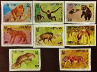 Набор почтовых марок (8 шт.). "Животные национального парка (II)". 1981 год, Вьетнам.
