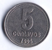 Монета 5 сентаво. 1995 год, Аргентина.