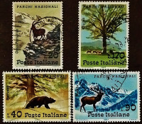 Набор почтовых марок (4 шт.). "Национальные парки". 1967 год, Италия.