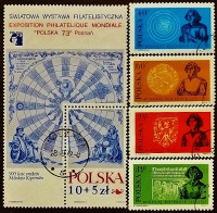 Набор почтовых марок (4 шт.) с блоком. "Николай Коперник". 1972 год, Польша.