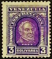 Марка почтовая. "Хосе Антонио Паэс Эррера". 1911 год, Венесуэла.