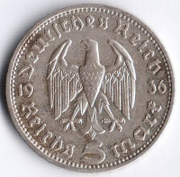 Монета 5 рейхсмарок. 1936 год (D), Третий Рейх.