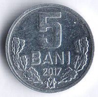 Монета 5 баней. 2017 год, Молдова.