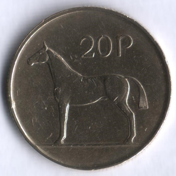 Монета 20 пенсов. 1988 год, Ирландия.