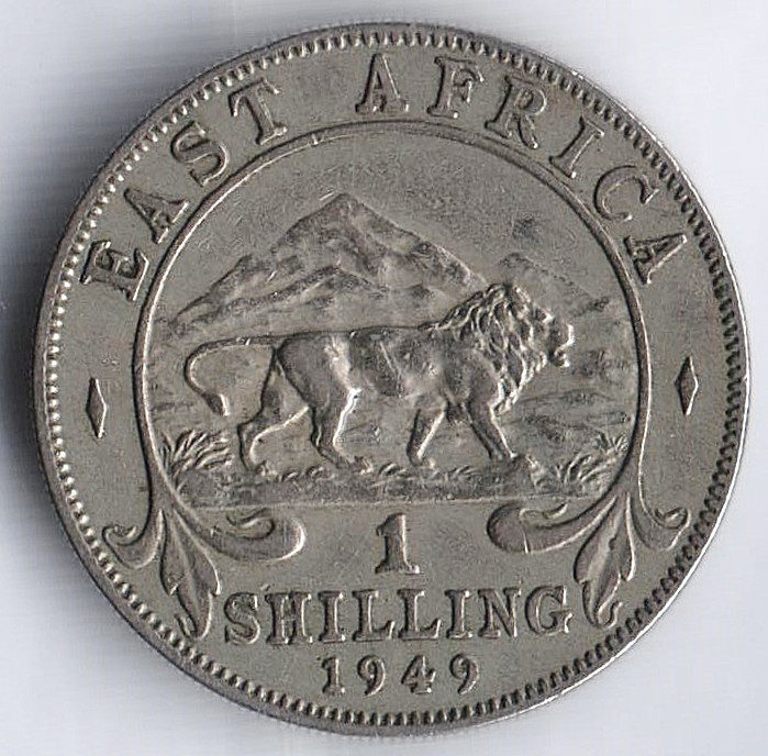 Монета 1 шиллинг. 1949 год, Британская Восточная Африка. 