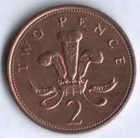 Монета 2 пенса. 2000 год, Великобритания.