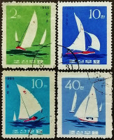 Набор почтовых марок (4 шт.). "Яхты". 1965 год, КНДР.