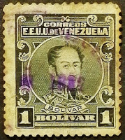 Почтовая марка (1 b.). "Симон Боливар". 1924 год, Венесуэла.