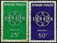 Набор почтовых марок (2 шт.). "Europa (C.E.P.T.) - Цепь". 1959 год, Франция.