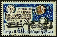 Почтовая марка. "Столетие UIT". 1965 год, Франция.