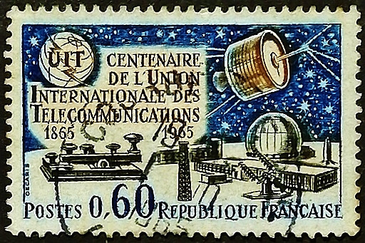 Почтовая марка. "Столетие UIT". 1965 год, Франция.