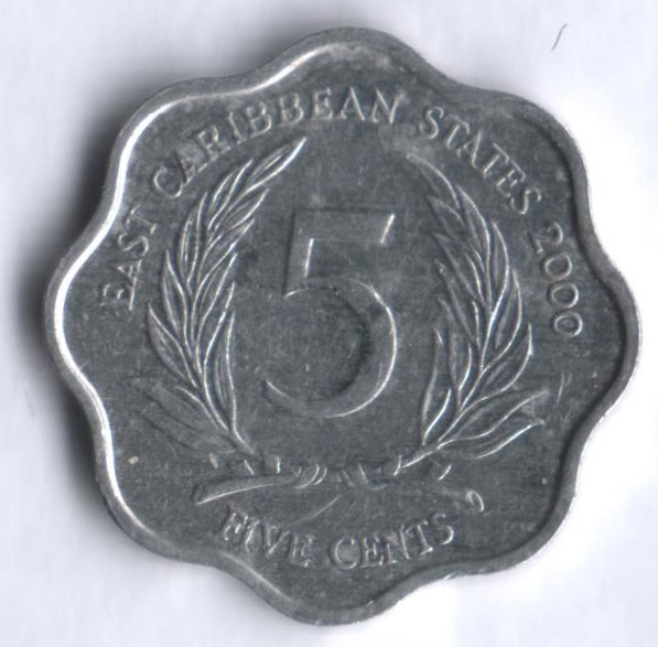 Монета 5 центов. 2000 год, Восточно-Карибские государства.