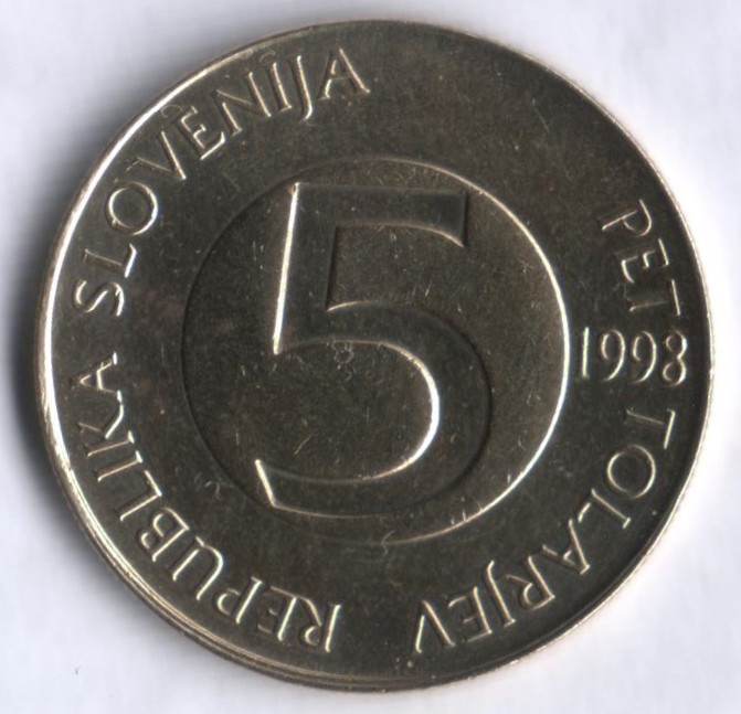 5 толаров. 1998 год, Словения.