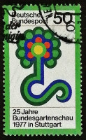 Почтовая марка. "25-я Федеральная садоводческая выставка". 1977 год, ФРГ.
