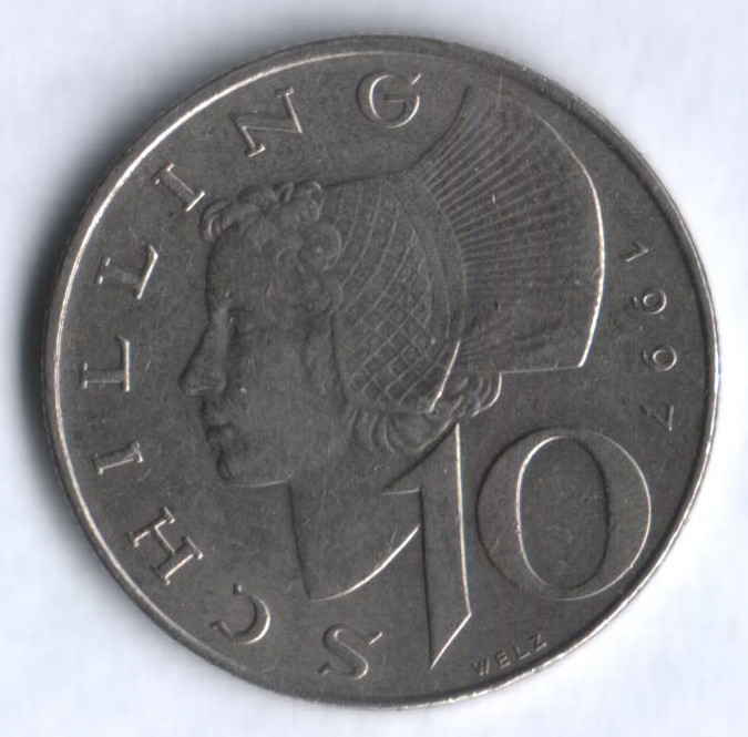 Монета 10 шиллингов. 1997 год, Австрия.