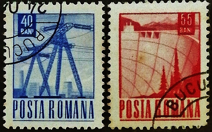 Набор почтовых марок (2 шт.). "Почта и транспорт". 1969 год, Румыния.