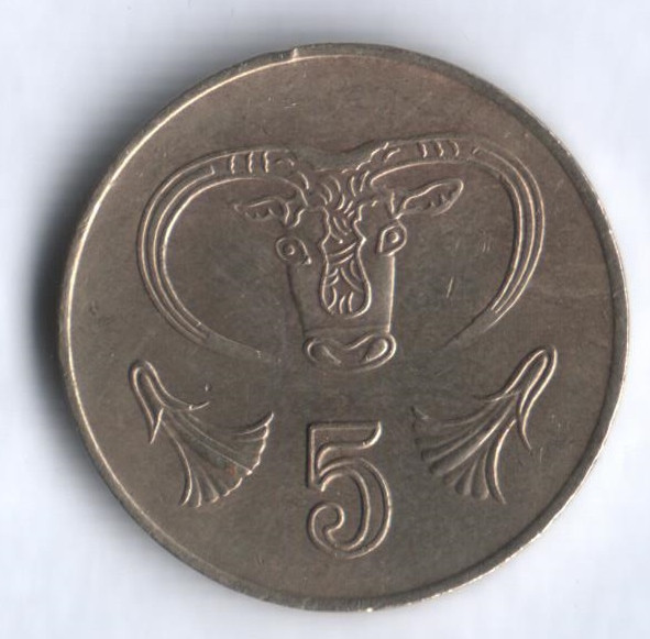 Монета 5 центов. 2001 год, Кипр.