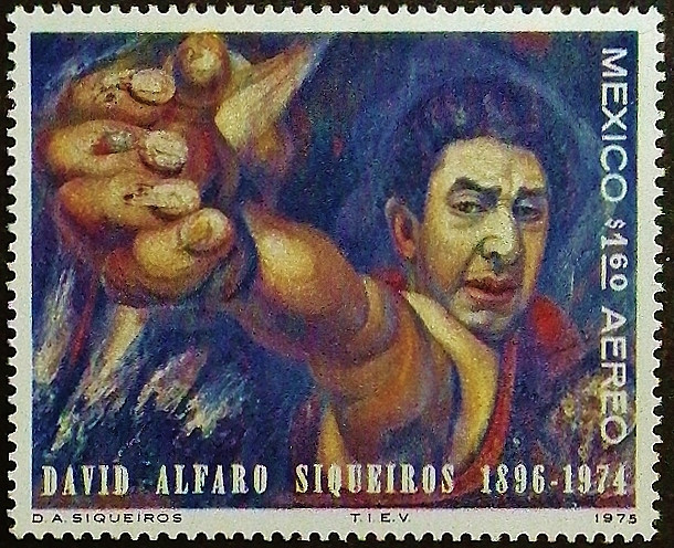 Марка почтовая. «Автопортрет», Давид Альфаро Сикейрос. 1975 год, Мексика.