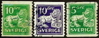 Набор марок (3 шт.). "Стоящий лев". 1921-1925 годы, Швеция.