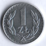 Монета 1 злотый. 1987 год, Польша.