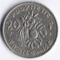 Монета 20 франков. 1972 год, Французская Полинезия.