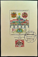 Мини-блок. "50-летие чехословацких почтовых марок". 1968 год, Чехословакия.