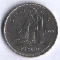 Монета 10 центов. 1979 год, Канада.