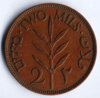 Монета 2 миля. 1942 год, Палестина.