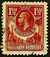 Почтовая марка. "Король Георг V". 1925 год, Северная Родезия.