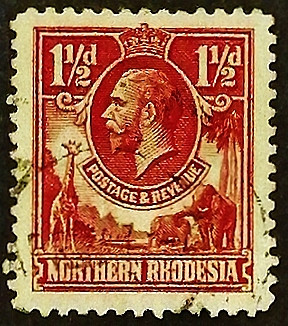 Почтовая марка. "Король Георг V". 1925 год, Северная Родезия.