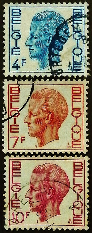 Набор почтовых марок (3 шт.). "Король Бодуэн". 1971-1972 годы, Бельгия.