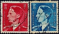 Набор почтовых марок (2 шт.). "Король Бодуэн". 1952 год, Бельгия.