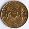 Монета 5 центов. 1989 год, Кения.
