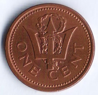 Монета 1 цент. 1992 год, Барбадос.