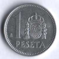 Монета 1 песета. 1982 год, Испания.