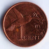 Монета 1 цент. 2012 год, Тринидад и Тобаго.