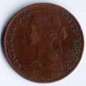 Монета 1/2 пенни. 1861 год, Великобритания.