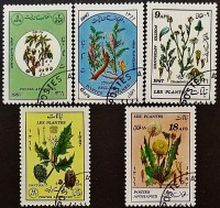Набор почтовых марок (5 шт.). "Лекарственные растения". 1987 год, Афганистан.
