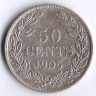 Монета 50 центов. 1906 год, Либерия.