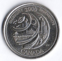 Монета 25 центов. 2000 год, Канада. Миллениум. Изобретательность.