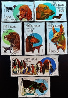 Набор почтовых марок (7 шт.). "Собаки". 1989 год, Вьетнам.