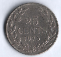 Монета 25 центов. 1973 год, Либерия.