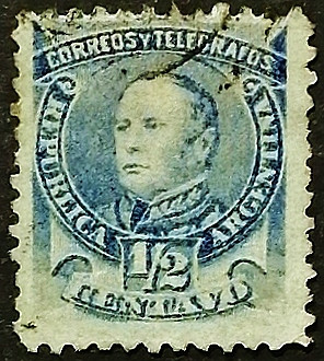 Почтовая марка (⅟₂ c.). "Хусто Хосе де Уркиса". 1889 год, Аргентина.