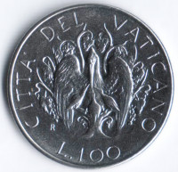 Монета 100 лир. 1989 год, Ватикан.
