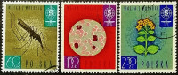 Набор почтовых марок (3 шт.). "Борьба с малярией". 1962 год, Польша.