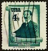 Почтовая марка (4 c.). "Полковник Мандулей дель Рио". 1957 год, Куба.