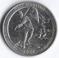 Монета 25 центов. 2016 (D) год, США. Форт Молтри.