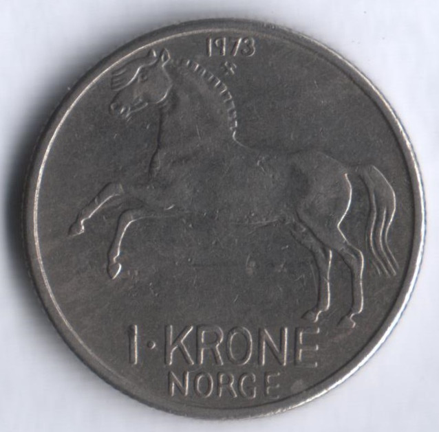 Монета 1 крона. 1973 год, Норвегия.