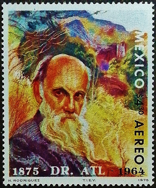 Марка почтовая. «Доктор Атл», Херардо Мурильо Корнадо. 1975 год, Мексика.