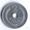 Монета 2 филлера. 1960 год, Венгрия.